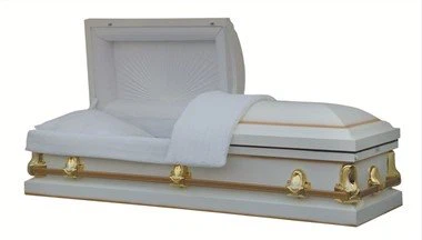 Birds White Shaded Gold Square Corner Casket