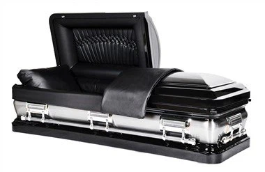 Black Brushed Round Corner Steel Casket