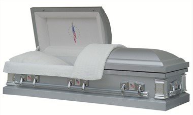 Flag Silver Square Corner Steel Casket